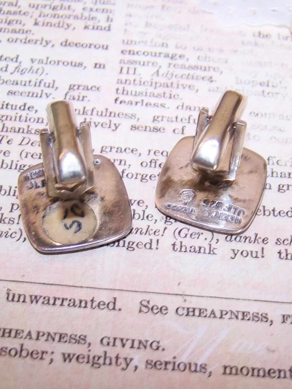 JOSE LUIS FLORES JLF Taxco Mexico Eagle 3 Sterling Silver Cufflinks - Initial L